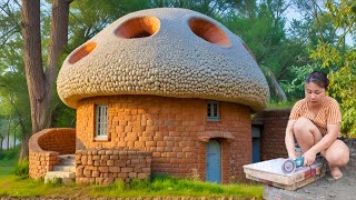 Build a mushroom-shaped house 2024 - Installing Electrical Lines, Making Walls and Tiling Floors