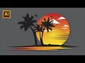 Logo design in illustrator cc  how to make beach and travel logo  graphic design tutorial