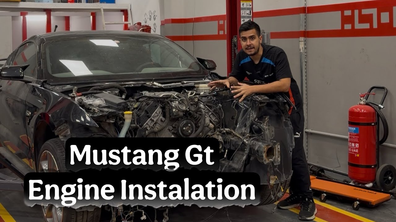 Mustang GT Engine install At HS ENGINEERING. بەستنەوەی مەکینەی مەستانگی جیتی لە ئێچ ئێس ئێنجینیرینگ