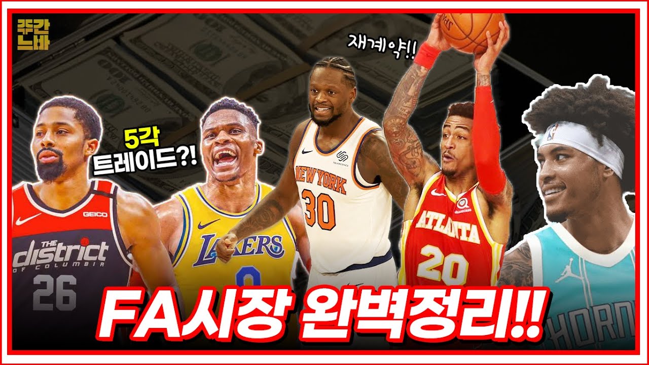 NBA 이적시장 완벽정리 2편!! 5각(?) 트레이드의 전말과 연장계약한 랜들&콜린스!! 사치세 비우는 골스까지! - 【21.08.06 쭈바의 NBA소식】