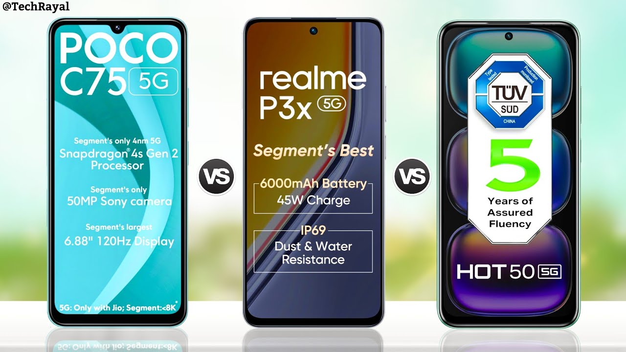 Poco C75 5g vs Realme P3x 5g vs Infinix Hot 50 5g || Full Comparison