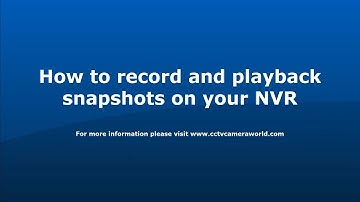 How to Record and Playback Snapshots on your NVR