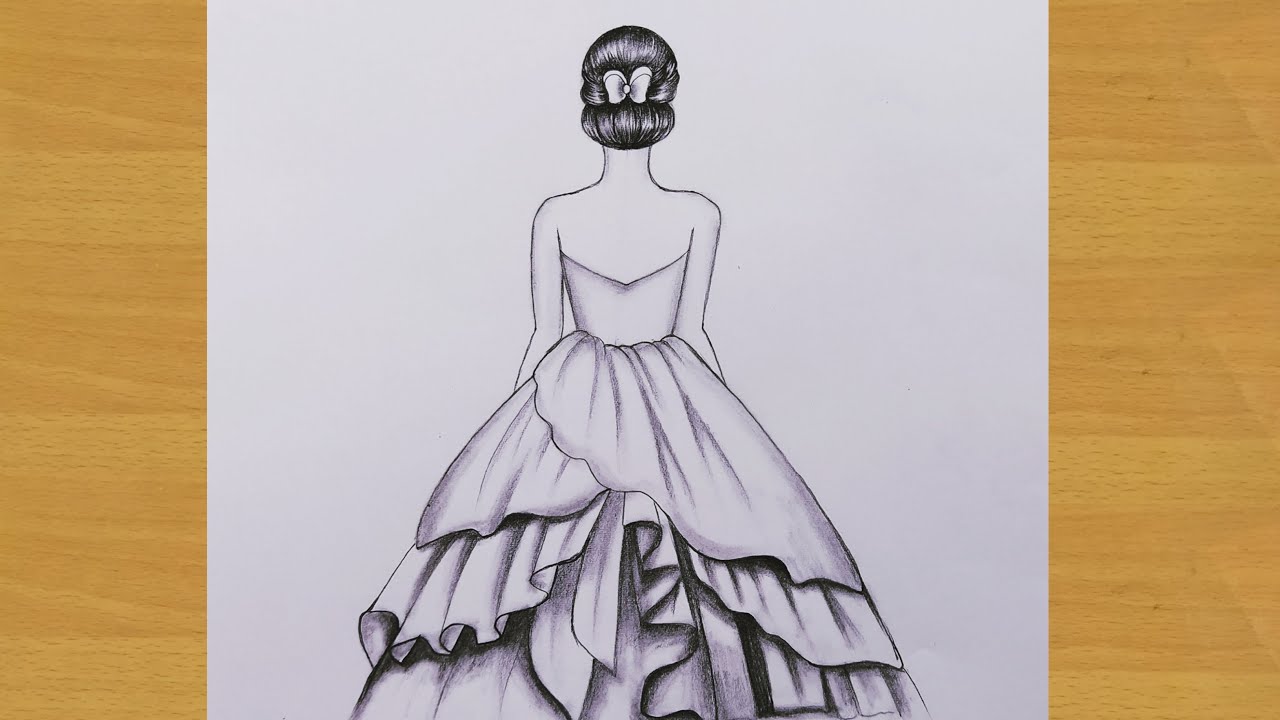 How to draw a girl with beautiful dress ||pencil sketch ||Gali Gali Art ...