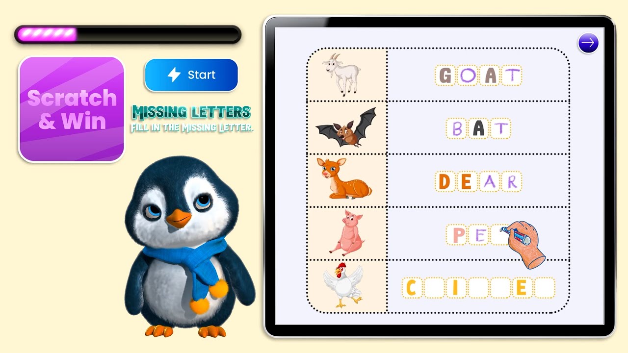 Вставьте пропущенную букву ✏️ | Составляйте полные слова для детей | Веселое обучение | Клуб скре...