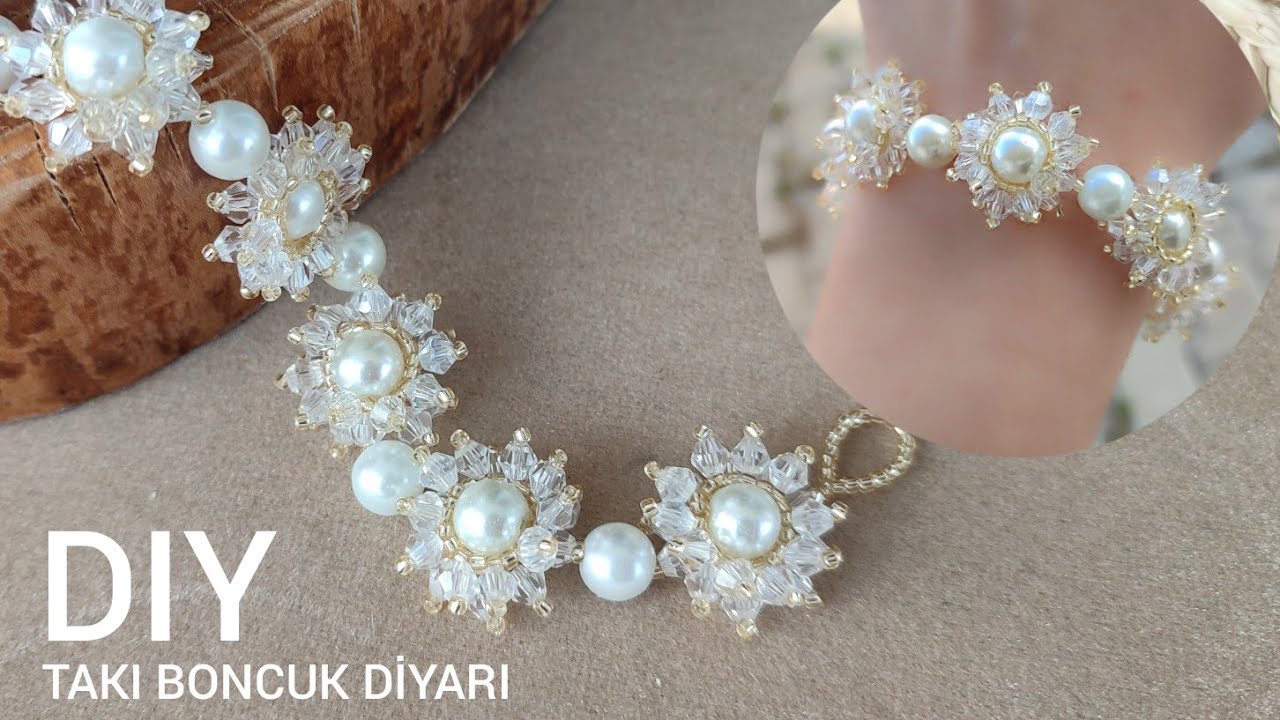 Evde şık bileklik yapımı /Jewelry making at home.How to make beaded bracelet with bicone,seed beads