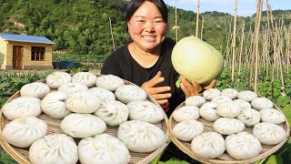 Sister Xia picks round gourds to make buns and swallows them one by one