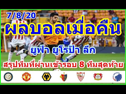 ผลบอลเมื่อคืน/ยูฟ่า ยูโรป้า ลีก รอบ16ทีมสุดท้าย สรุปทีมที่เข้ารอบ8ทีมสุดท้าย/7/8/20