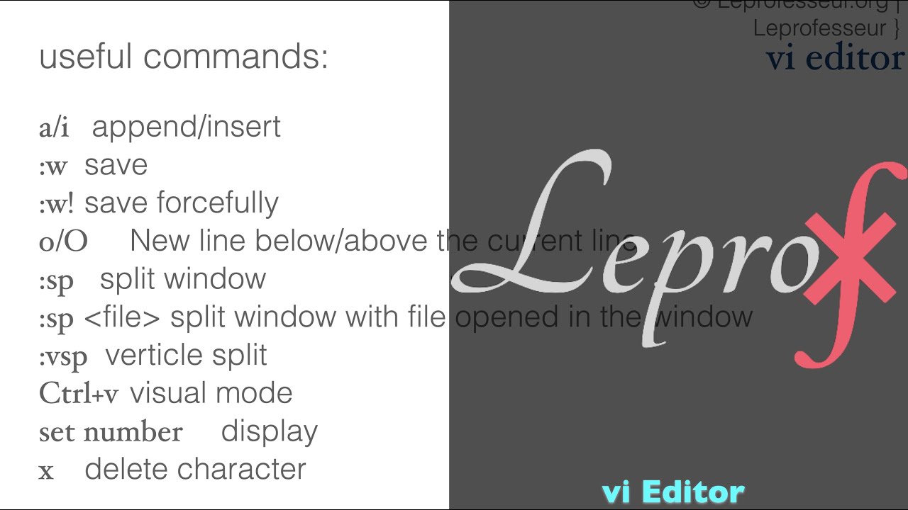 ⨘ } vi / vim / gvim - a quick overview } LEPROF } - YouTube