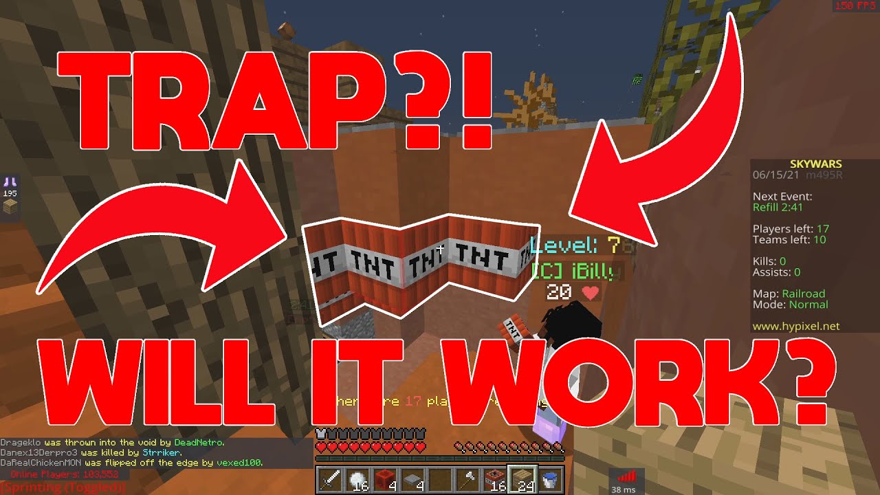 Minecraft Skywars - A working trap!  (w/i5aac)