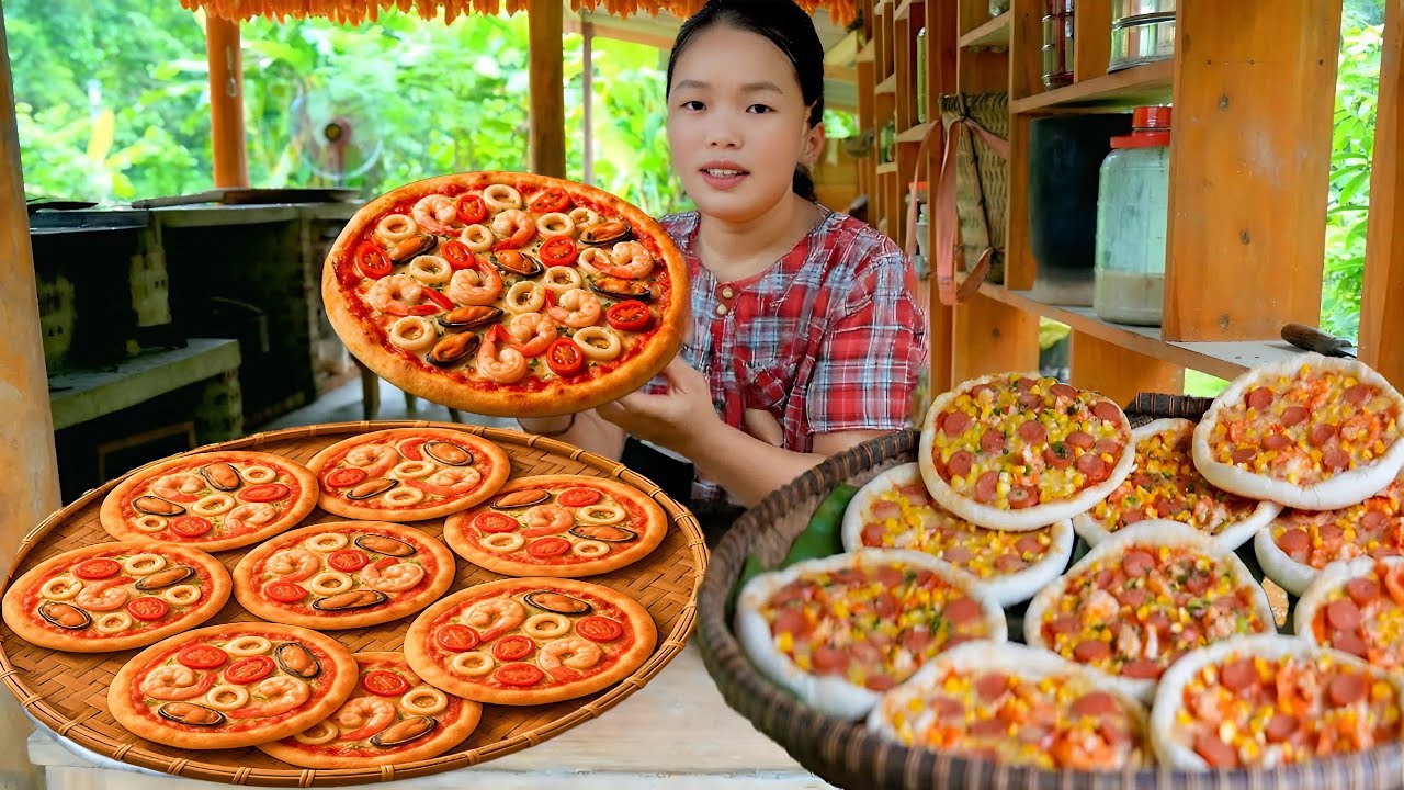 How to Make Pizza Seafood Double Cheese to Sell at the Market -  Cooking Skill | Trieu Mai Huong