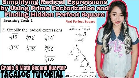 SIMPLIFYING RADICAL EXPRESSIONS EASY METHOD Prime Factorization|Find Perfect Square LT 1 Wk.6