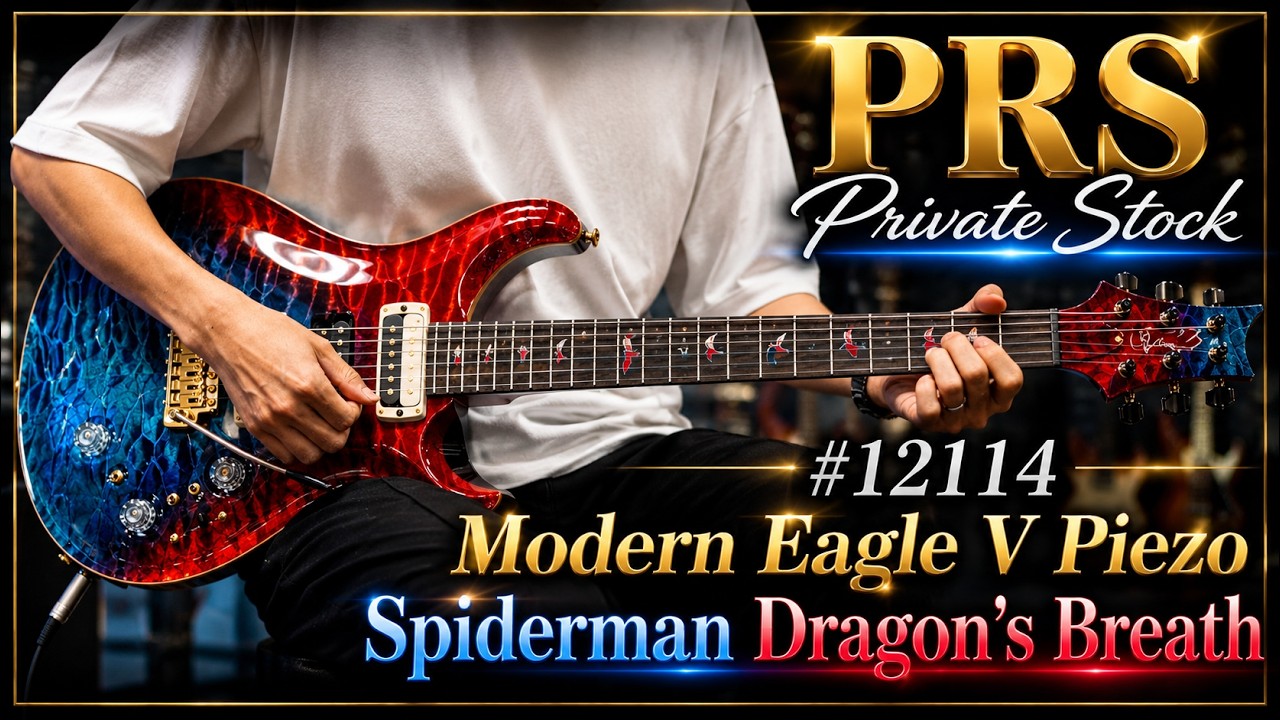 yantor ペイズリー柄 赤と黒 フリンジ付き PRS Private Stock #12114 Modern Eagle V Piezo/Spiderman Dragon's