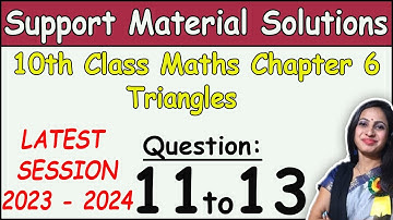 DOE Support Material Solution | Class 10 Math Chapter 6 Triangles Ques 11 to 13 Solution |2023-2024