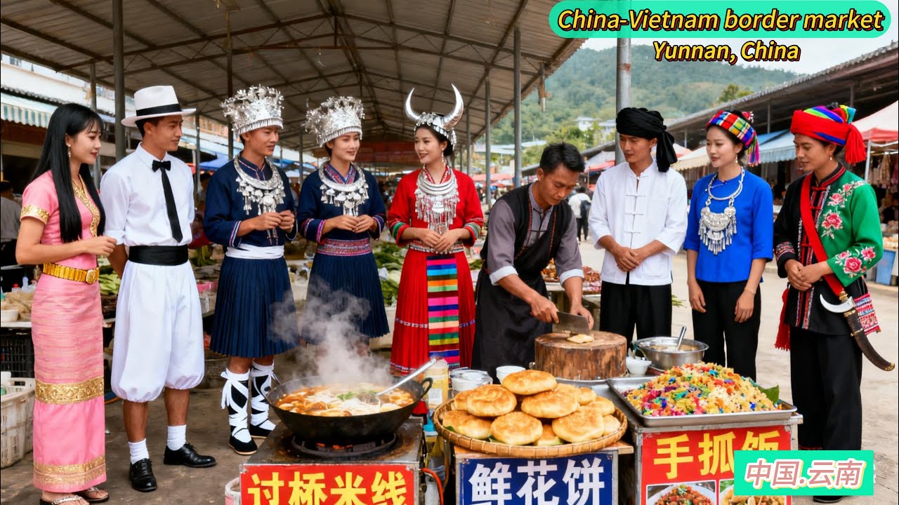 Пограничный рынок Китая и Вьетнама: яркая жизнь этнических меньшинств и соблазн вкусной еды.