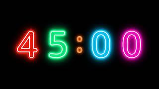 45:00 Neon Timer | Glowing Multicolor Countdown | Silent, No Music