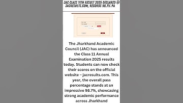 JAC Class 11th Result 2025 declared @ jacresults.com, records 98.7% pass percentage direct link #jac
