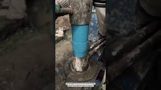 Automated Hydraulic Drilling Rig Machine Threading Blue uPVC Well Casings #construction