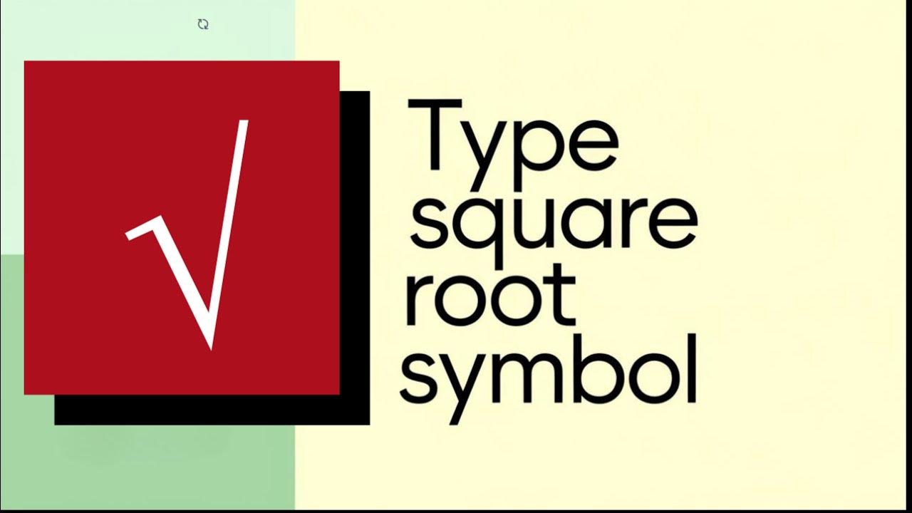 How to Type the Square Root Symbol √ - YouTube