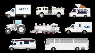 White Vehicles 1 – Pixel Art Animation | 8-Bit Chiptune Sound