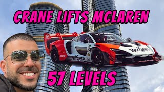 MCLAREN SENNA GTR LIFTED INTO $39M PENTHOUSE !!