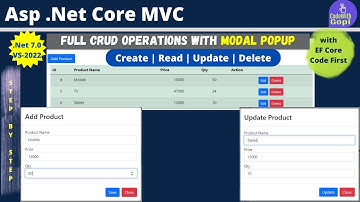 🚀 Full CRUD Operations Using Modal Popup in ASP.NET Core MVC | CRUD Application with ASP.NET Core