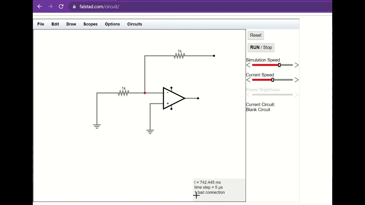 Inverting amplifier using a simulator