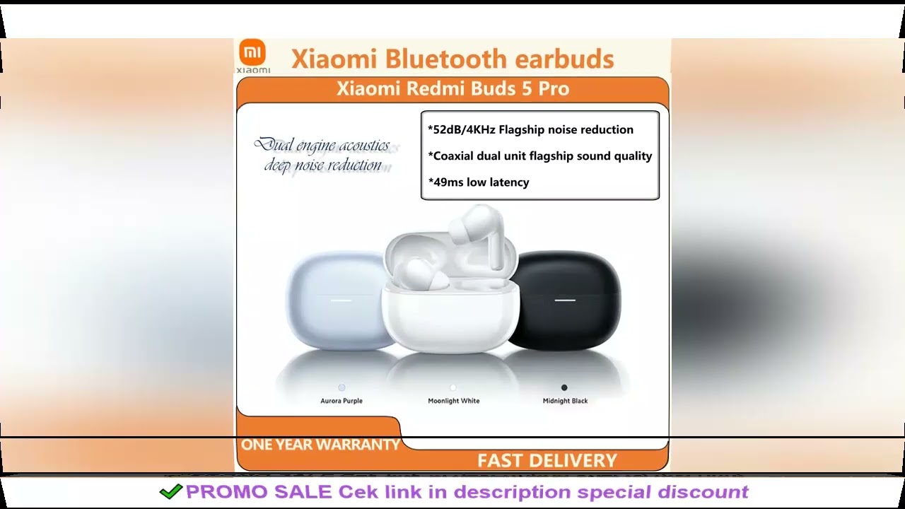 New Global Version Xiaomi Redmi Buds 5 Pro 52dB Active Noise Cancellation Bluetooth 5.3 Wireless Ear