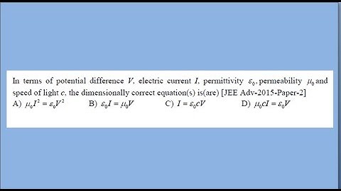 Units, Dimensions and Errors II JEE Advanced 2015 Paper 2 II Previous JEE Advanced Chapter wise II