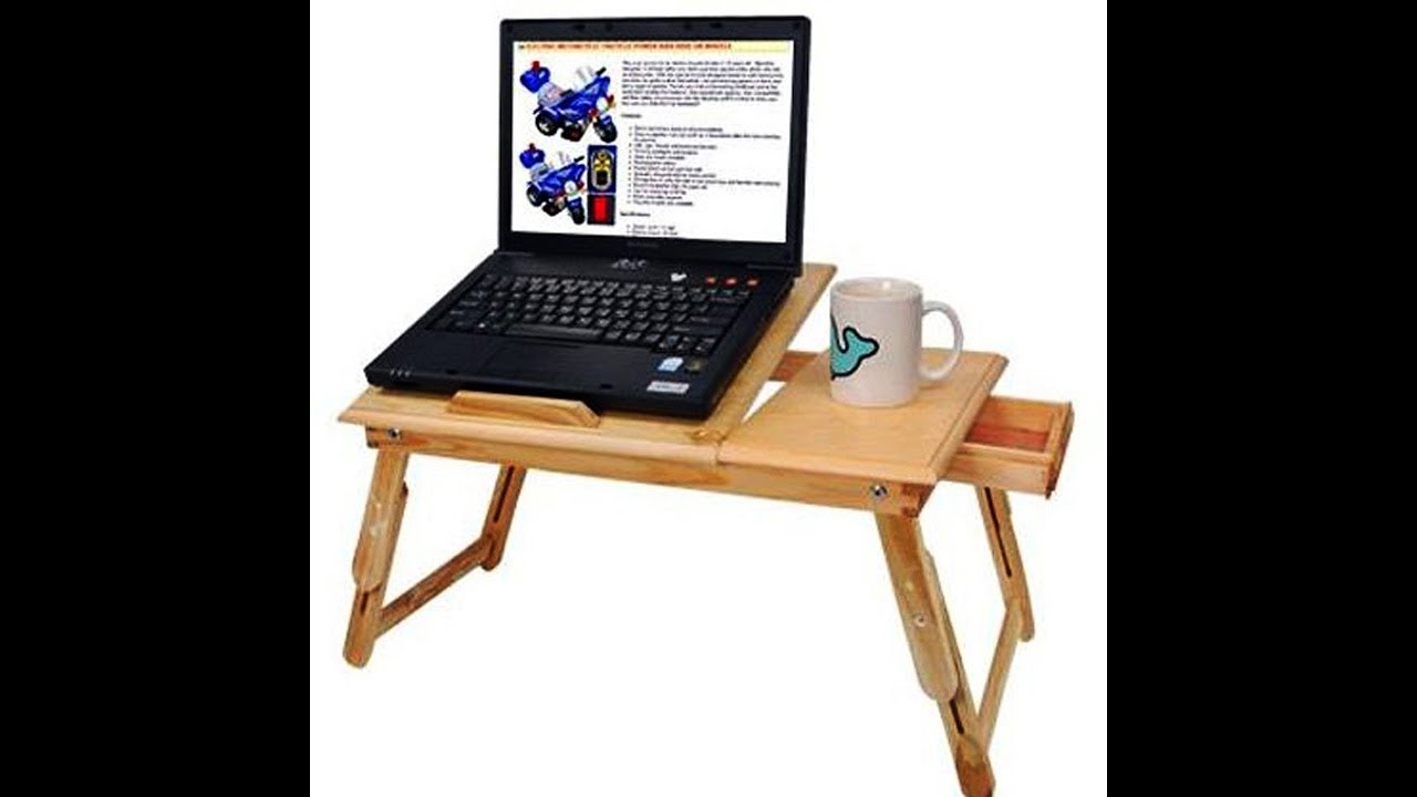 Bàn gỗ kê Laptop kèm quạt tản nhiệt lớn Bamboo BWZ ZS9F Multifunctional Laptop Table