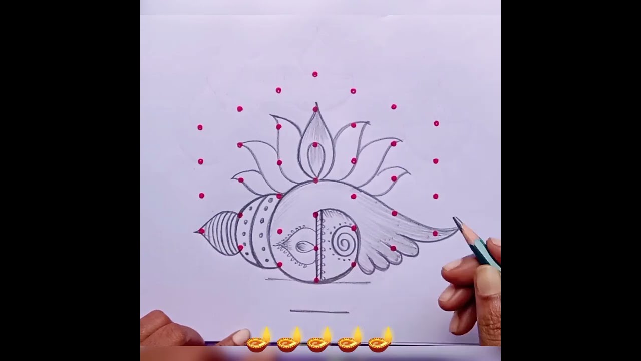 🪔🪔 Lucky Rangoli 🪔 Хорош для дома 🪔 Deepam Conch Lotus Kolam 7 точек🌺karthigai deepam rangoli