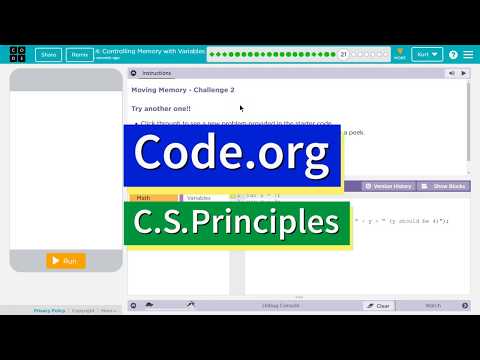 Controlling Memory with Variables 4.21 Tutorial with Answers Code.org CS Principles