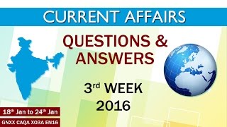 Current Affairs Q&A 3rd Week (18th Jan to 24th Jan) of 2016 screenshot 1