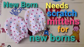 How to make baby cotton  scratch mittens at home #New Born Needs