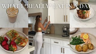 HIGH PROTEIN WHAT I EAT IN A DAY: on a low intensity pilates day, realistic & healthy meal ideas !