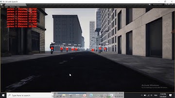 Object detection + distance measurment: YOLOV3 on CARLA generated scenario (people on the street)