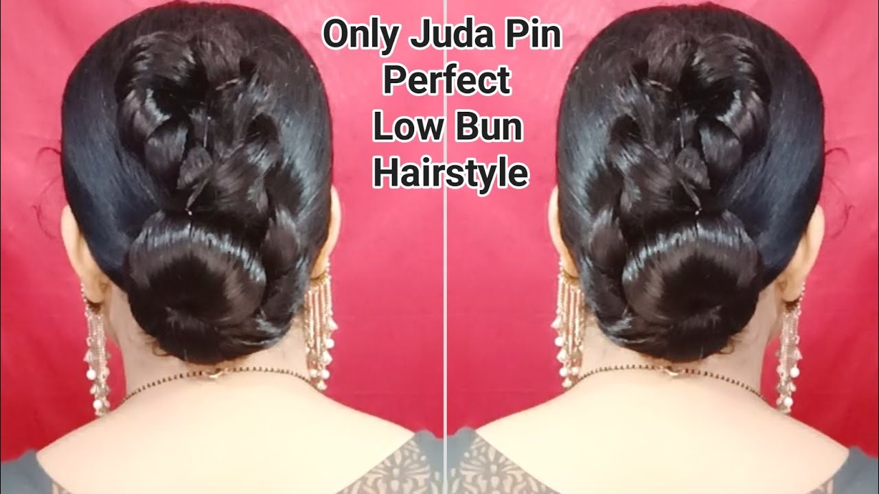 PRODUCTMINE® Bridal Hair Bun Pin Accessories / Fancy Golden Juda Pins with  Artificial Pink Rose and