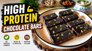 STOP Buying Protein Bars! 💪 Make 12 High Protein Chocolate Bars at Home | No Protein Powder 🍫