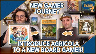 Getting a New Board Gamer to AGRICOLA in 4 Games! | New Gamer Journey | Who Did it Best?