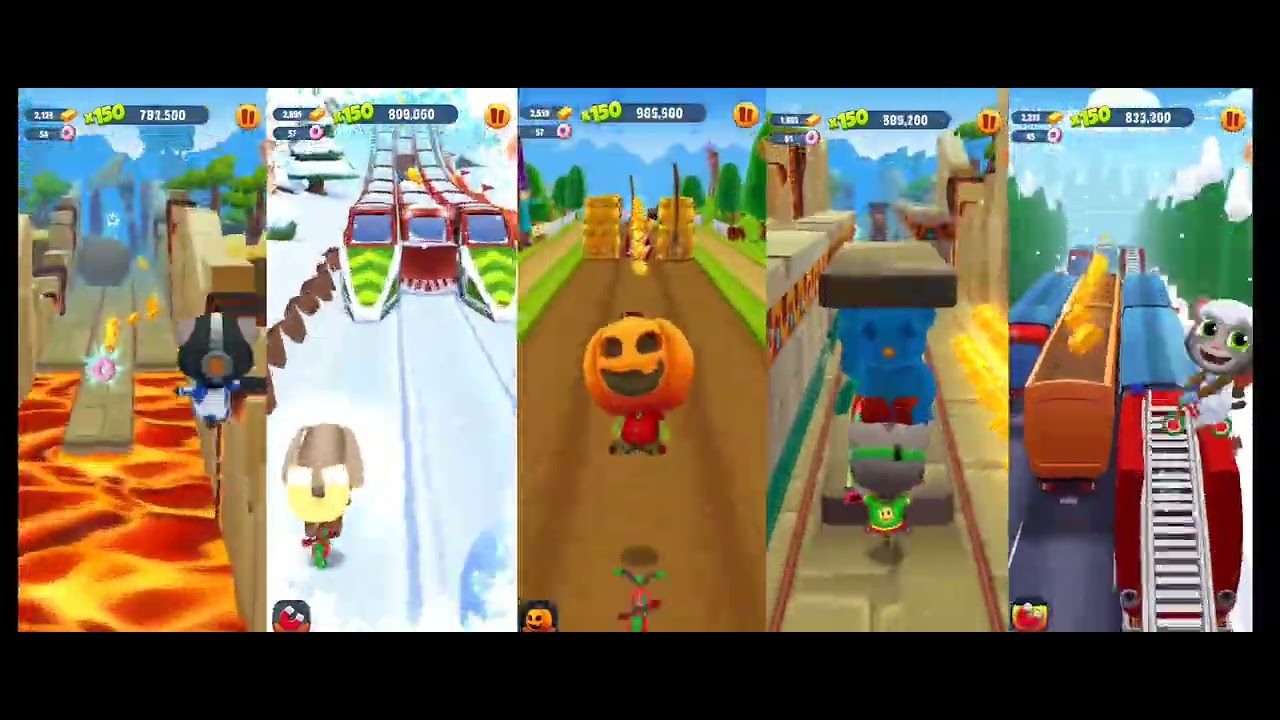 Astronaut Tom vs Gingerbread Ben vs Zombie Ben vs Splashy Tom vs Snowman Tom #tomgoldrun