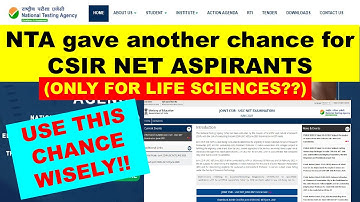 NTA GAVE SECOND CHANCE FOR  CSIR UGC NET JUNE 2021 ASPIRANTS(ONLY FOR LIFE SCIENCES)USE THEM WISELY!