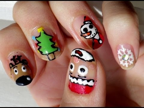 Uñas navidad - christmas nails - YouTube