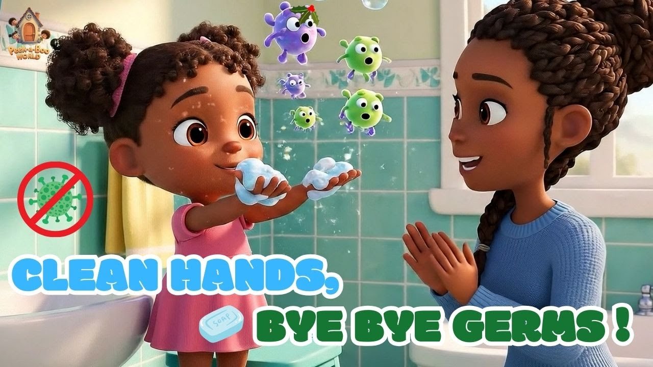 Wash Your Hands 🧼 Bye Bye Germs | Fun Healthy Habits Song for Kids.