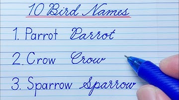 How to write 10 Bird Names in English Cursive Writing | Print & Cursive Handwriting Practice
