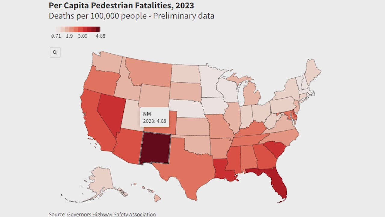 New Mexico ranked as #1 state for pedestrian deaths in 2023 - YouTube