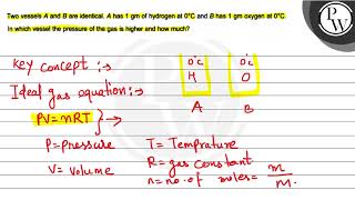 Two vessels \( A \) and \( B \) are identical. \( A \) has \( 1 \ma...