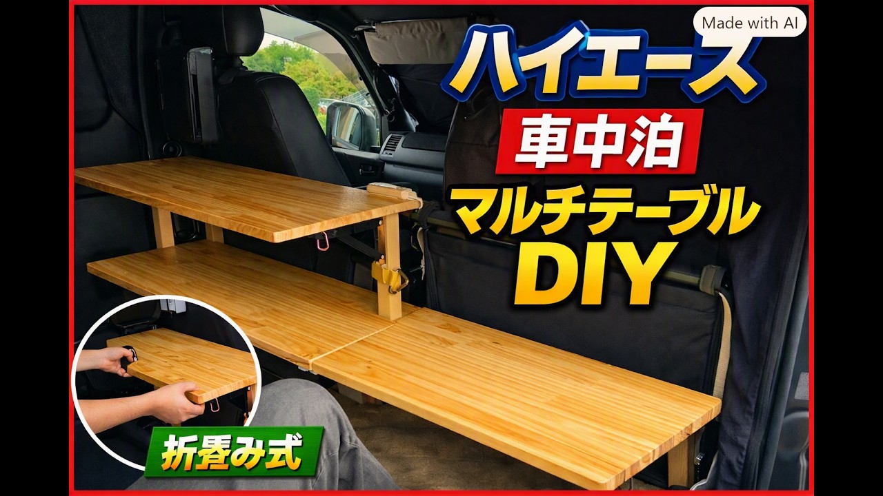 ハイエースDIY 車中泊マルチテーブル⁈ 折り畳み式 - YouTube