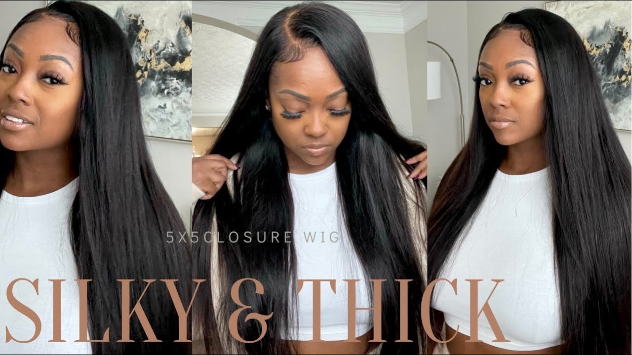 SILKY & THICK Bone straight 5X5 Closure wig install ft. Arabella Hair