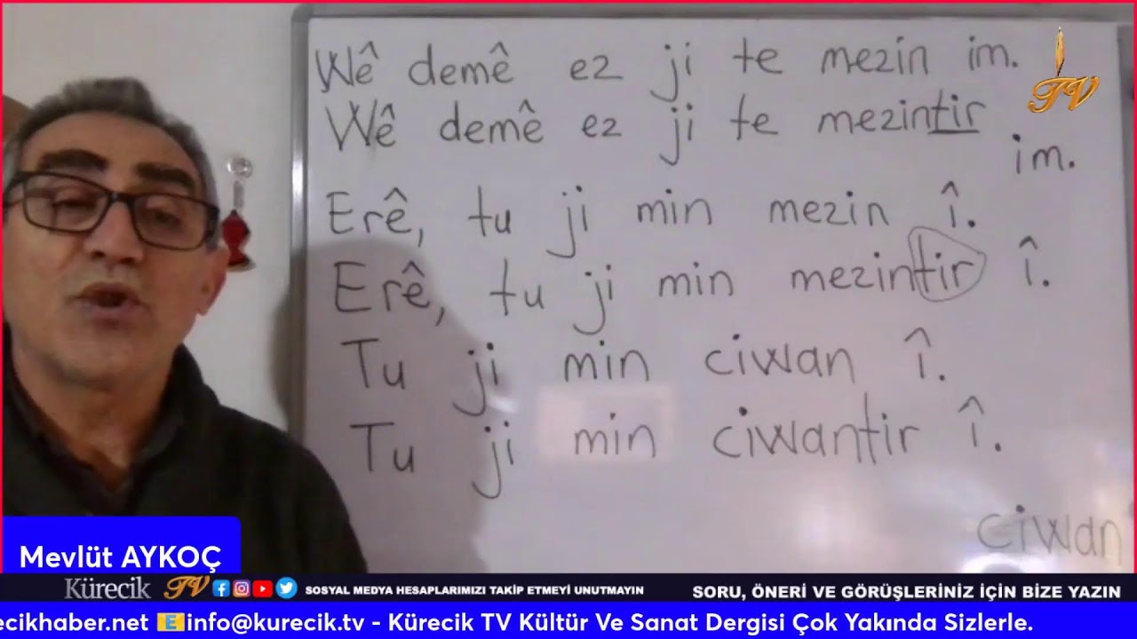 10.Ders Mevlüt AYKOÇ ‘un Hazırlayıp Sunduğu WANEYÊN ZIMANÊ KURDÎ  (Kurmancî) KÜRTÇE DİL DERSLERİ