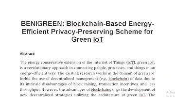 BENIGREEN Blockchain Based Energy Efficient Privacy Preserving Scheme for Green IoT