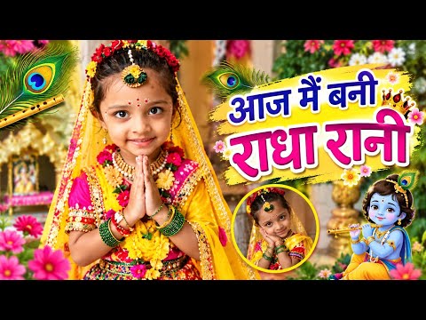 Day -117( class -LkG)🌸 आज मैं बनी राधा रानी 😍 | school मेरा प्यारा राधा रानी लुक 🦚✨